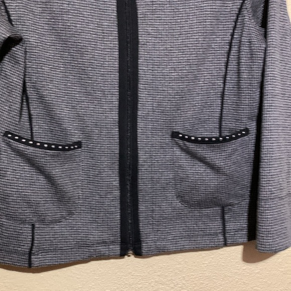 Allison Daley Jacket Blazer SP Gray Black Stretchy Hounds Tooth Print Zip Up - Picture 2 of 16